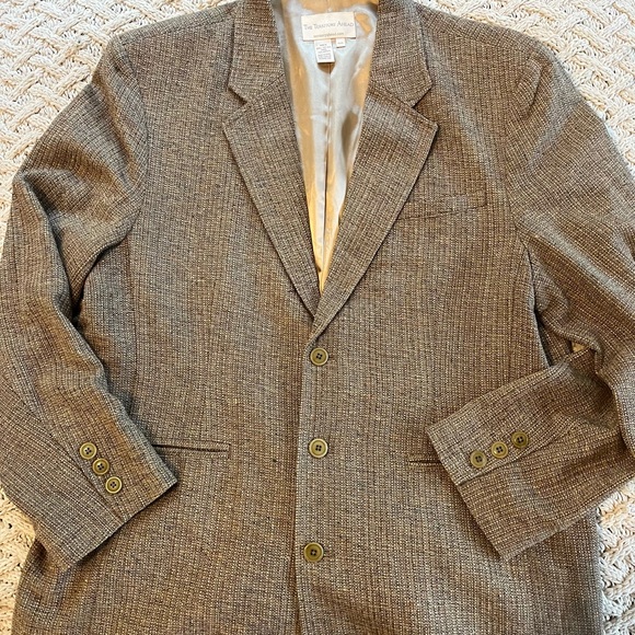 The Territory Ahead Silk Blazer Jacket Basketweave Tan Texture Sports Coat 44S - Picture 2 of 14